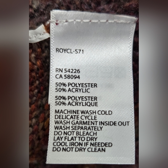 Royal Robbins Multi- Coloured Purple and Brown Crochet Knit Sz L Hooded Sweater - Picture 7 of 16